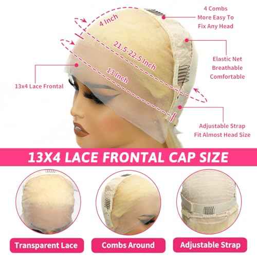 Blonde Bob Wig Human Hair 200% Density 613 Bob Wig Human Hair 10 Inch 613 13x4 Hd Lace Frontal Wig Pre Plucked With Baby Hair