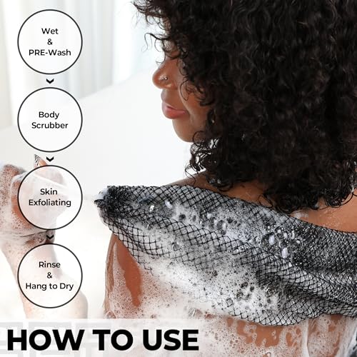 African Net Sponge Exfoliating Body Scrubber - 40in Bath Washcloth