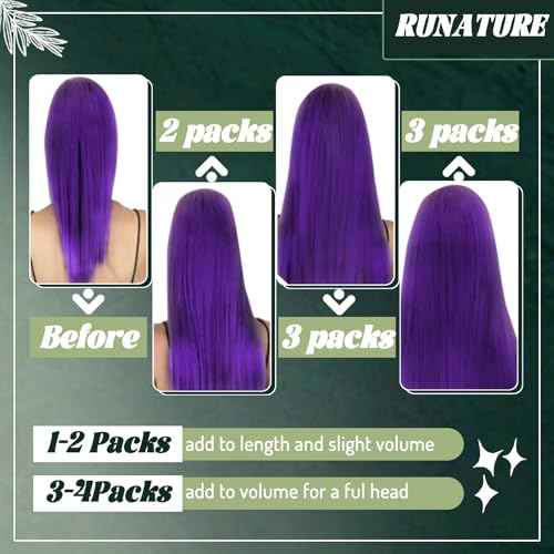 RUNATURE Nano Extensions Real Human Hair Purple Hair Extensions 16 Inch Nano Ring Hair Extensions Remy Real Hair Extension Nano Bead For Party 50g 50s