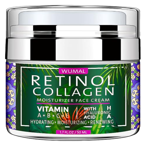Retinol Cream with Collagen & Hyaluronic Acid - Face Moisturizer for Women and Men - Reduces Wrinkles, Fine Lines and Dryness - 1.7 oz