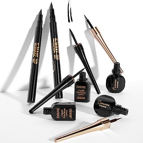 Eveline Celebrities Black Eyeliner | Waterproof Thin Brush