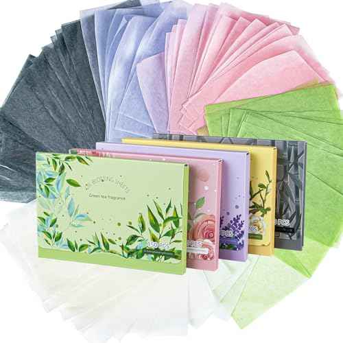 5 Packs Oil Blotting Sheets for Face - MAQIHAN 5 Scents,750 Counts Oil Absorbing Sheets Blotting Paper for Oily Control Skin Paper Face Oil Sheets Premium Bamboo Charcoal Blotter Paper for Women