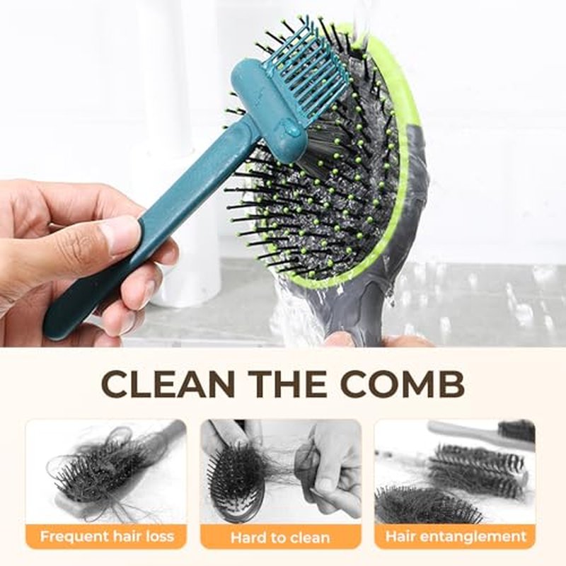 2-in-1 Hair Brush Cleaning Tool with Comb Pick & Bristles