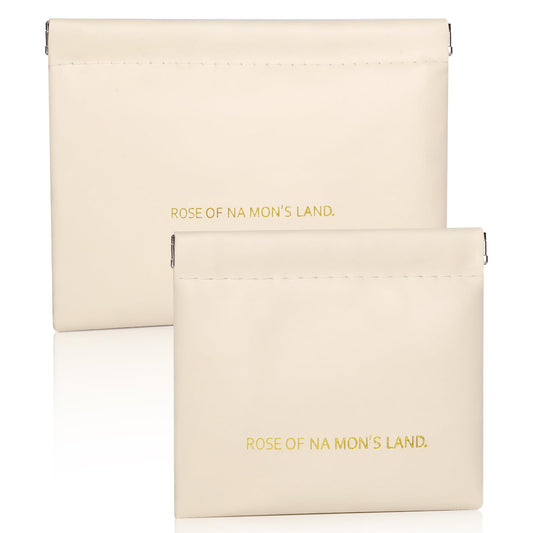 Makeup Bag for Purse:GloréBrochas PU Leather Makeup Pouch Set Large & Small Portable Cosmetic Bags, Waterproof Squeeze Top Coin Purse,Travel Organizer for Makeup,Lipstick, Jewelry,Earbuds(White)