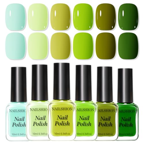 Nailshion Lucky Green Set - Quick Dry No Lamp Needed Eco-Friendly Nail Polish