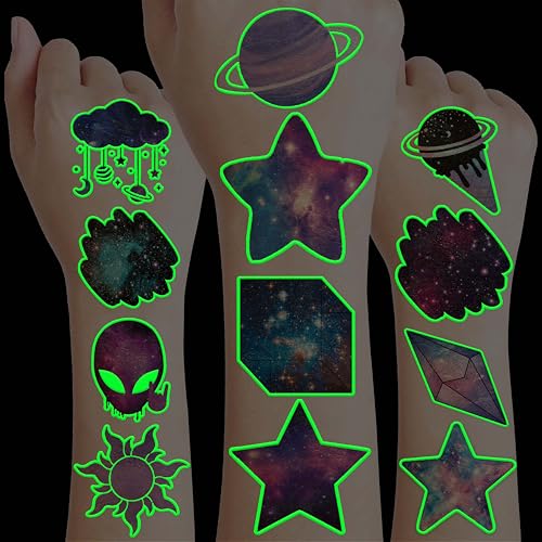 Glow Galaxy Temporary Tattoos – UV & Glow-in-Dark Stickers