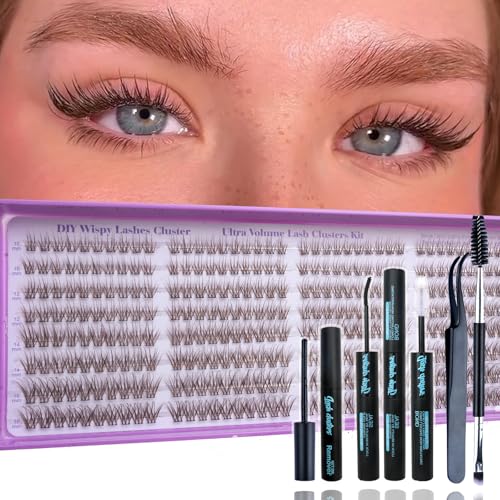 FebFeb Velvet Brown Wispy Lash Clusters Kit - Natural C Curl False Eyelashes