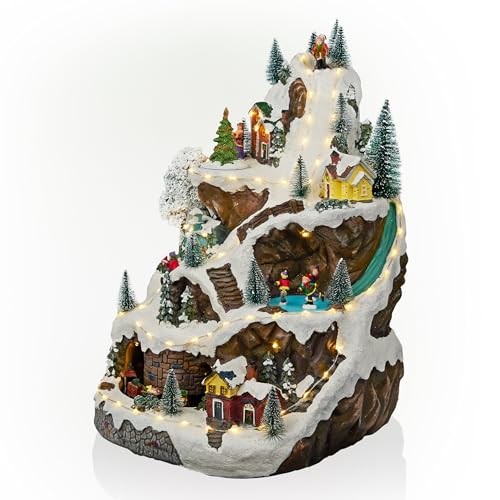 Alpine Corporation 18"H Indoor Animated Winter Wonderland Set with LED Lights and Music