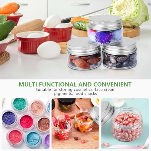 SenseYo 15 Pack 1 OZ Plastic Small Creams Container Jars with Lids for Travel (Silver Lids)