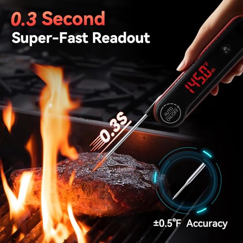 0.3s Instant Read Meat Thermometer, IP67 Waterproof