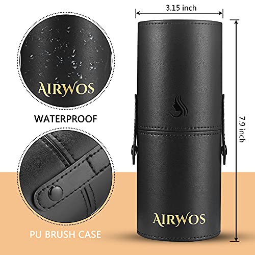 AirWos¢ç 14 Pcs Professional Makeup Brush Set with Case - Synthetic Foundation, Powder, Eyeshadow, Concealer Brushes with Pearl Flash Handles