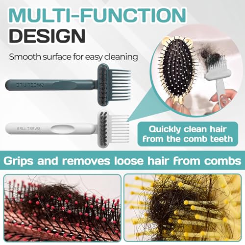 Gray 2-in-1 Hair Brush Cleaning Tool for Home & Salon - Portable