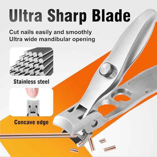 Toenail Nail Clippers for Thick Nails for Seniors, Professional Heavy Duty Edgy Nail Clippers for Men, Large Wide Jaw Opening Fingernail Clipper Cutters with Catcher for Women