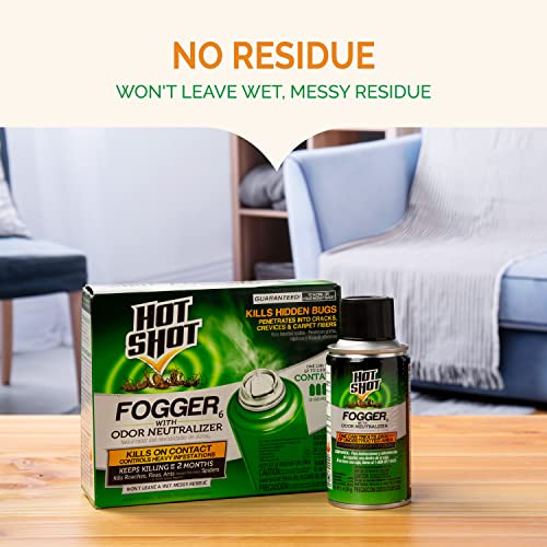 Hot Shot Fogger With Odor Neutralizer, Kills Roaches, Ants, Spiders & Fleas, Controls Heavy Infestations, 6 count-2 oz - Pack of 2