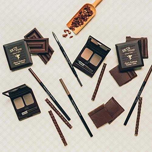 SKINFOOD Choco Eyebrow Powder Cake from Real Cacao - Eyebrow Powder Duo Palette with Minerals - Great Gifts Ideas for Women, Mom, Teacher, Officemate, Sister, Best Friend (#1 Grey Khaki Black)