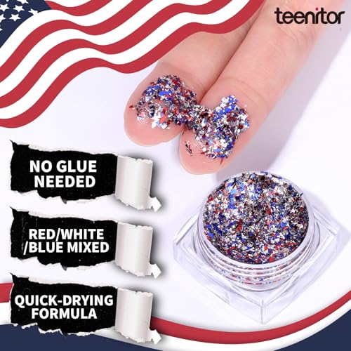 Teenitor Red White and Blue Body Glitter Gel Set for 4th of July