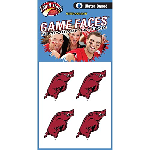 Arkansas Razorbacks Temporary Tattoos 4-Pack Waterproof