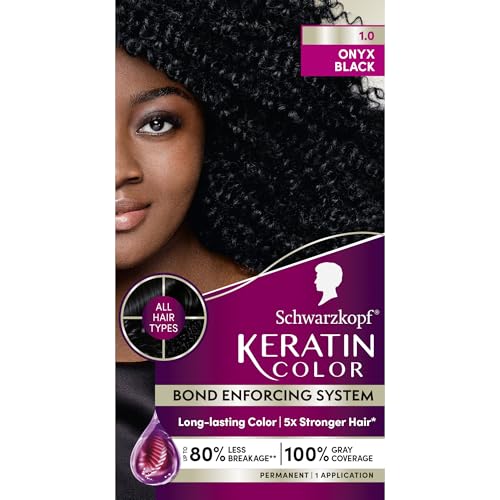 Schwarzkopf Keratin Permanent Hair Dye Cream - 1.0 Black Onyx