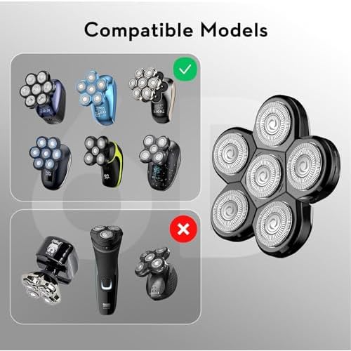 Kibiy Head Shavers Replacement Blades, 6 Blades Head Shaver for Bald Men Replacement, Easy Install Electric Razor Shaver for Model MS-672