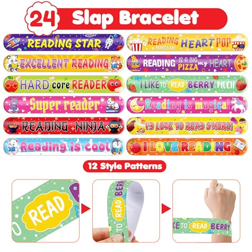 72-Piece Reading Party Favors Set - Slap Bracelets & Tattoos