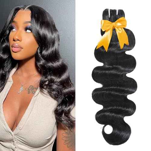 Human Hair Bundles Body Wave 100% Unprocessed Brazilian Virgin Human Hair 1 Bundle Deals 12A Quick Weave Bundles Raw Real Wavy Human Hair Extensions Natural Black 26 Inch