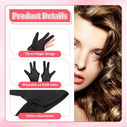 COMNICO Heat Resistant Gloves for Hair Styling - 3 Finger