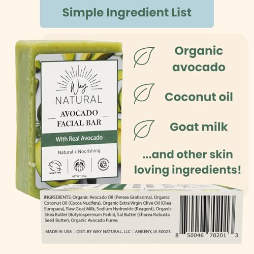 2 Avocado Facial Bars with 3 Unscented Soap Bars (5 Bars)