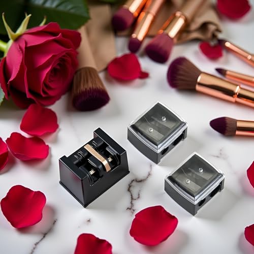Dual Hole Makeup Pencil Sharpener - Portable Eyeliner & Eyebrow Tool Set