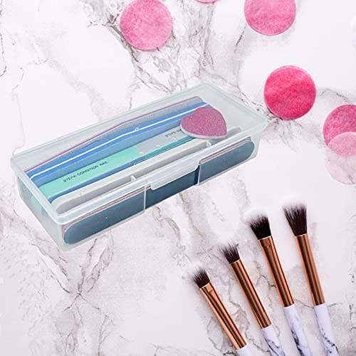 Clear Nail Tool Storage Box Set - 4 Plastic Organizers with Labels