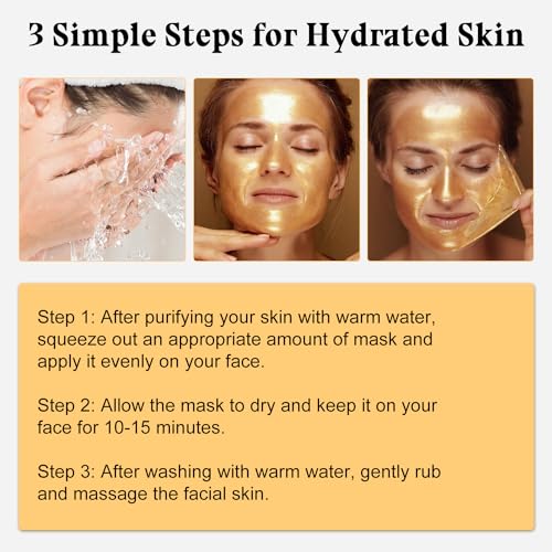 Omaky Gold Foil Peel-Off Mask, Peel-Off Anti-Wrinkle Face Mask, 98.4% Beilingmei Gold Face Mask, 24k Gold Face Mask, Gold Foil Tear-Off Mask for Skin Moisturizing and Deeply Cleans (2PCS)