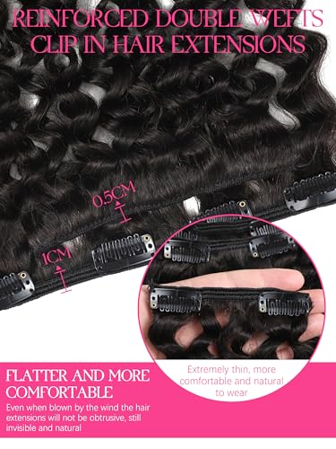 Lacer Clip-In Human Hair Extensions 20" Jerry Curly 1B