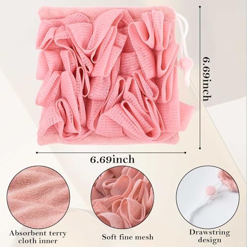 6 Packs Wash Cloth Loofah for Bar Soap, 2 in 1 Loofah Sponge Washcloth Combo for Body Wash and Smooth Skin