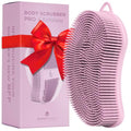 MainBasics Pink Dual-Sided Silicone Body Scrubber Exfoliating Bath Brush