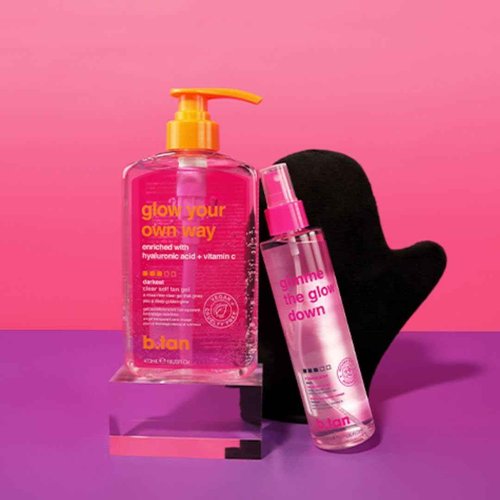 b.tan Clear Self Tan Gel & Face Mist Kit | Glow Your Own Way + Mist Bundle - Transfer-Resistant Self Tanning Gel with Gradual Tan Face Mist