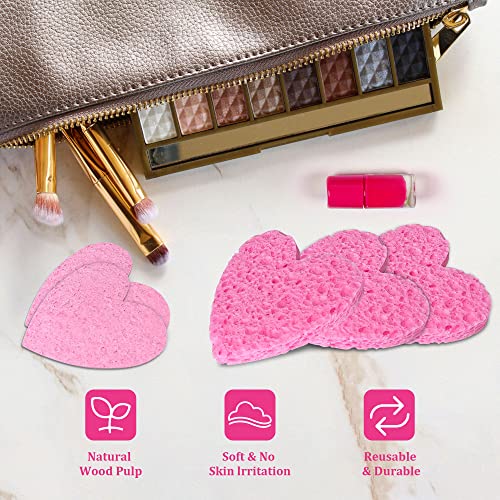 60-Count Heart Shape Cellulose Facial Sponges - Natural Cleansing