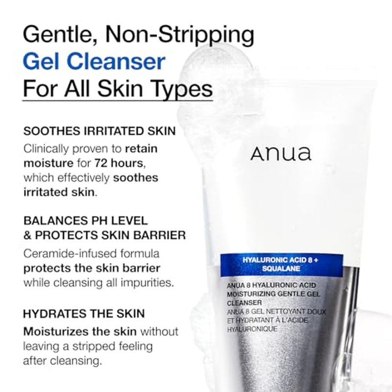 ANUA Moisturizing Gel Cleanser - Hydrating Face Wash, 5.07 fl oz