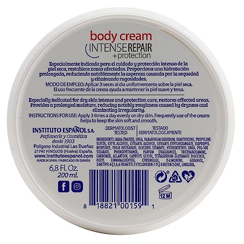 Avena Instituto Espa?ol Intense Repair Protection, Body lo for Sensitive Skin, Soothes the Skin, Intense Emollient, Soft and Glowing Skin, Dry Skin, 6.8 Fl Oz each, 2- Pack, Jars (Pack of 2)