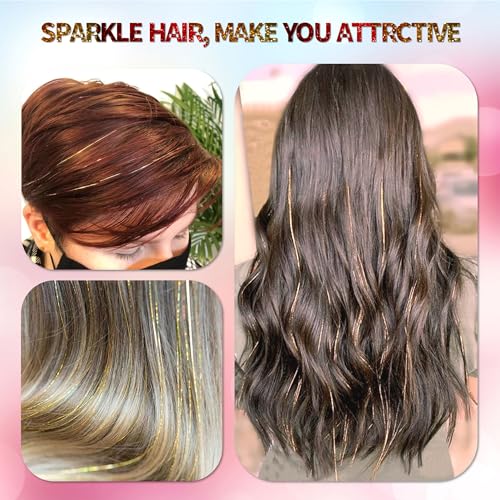 Hair Tinsel Clip in Extensions 12Pcs 24 Inch Glitter
