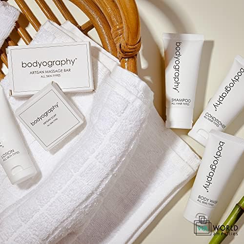 World Amenities - Bodyography Blanc - Bulk Artisan Massage Bar | 1.8 oz | Vanilla White Tea, Mini Travel Size Toiletries (100% Recyclable)| Individually Boxed Hotel Amenities, Suitable for All Skin