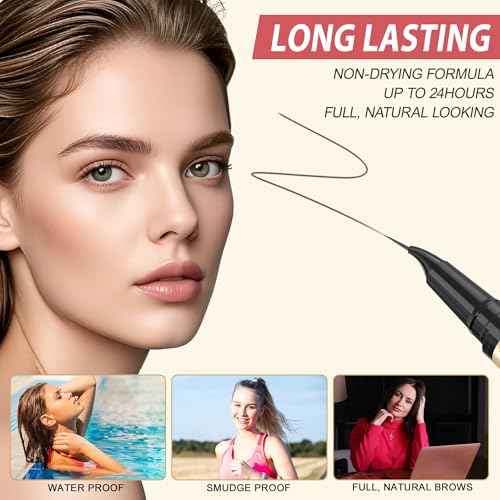 LAVONE Eyebrow Pen, 2-in-1 Eyebrow Pencils for Women with 4 Tip Microblading Eyebrow Pencil and Curved Precise Brow Pencil, Waterproof Eyebrow Pencil Create Full, Natural Hair-Like Brows, Dark Brown