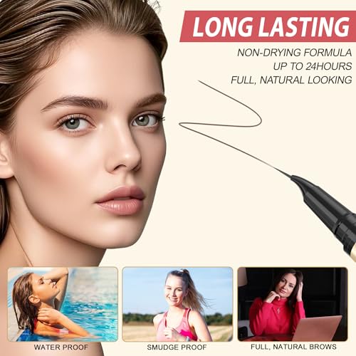 LAVONE 2-in-1 Eyebrow Pen with 4-Tip Microblading & Curved Brow Pencil