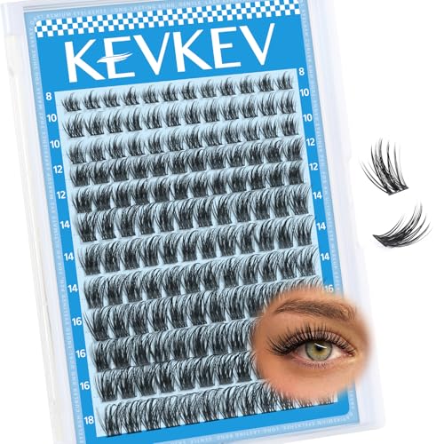 KevKev Lash Clusters 144 Pcs - 8-18mm Wispy DIY Eyelash Extensions