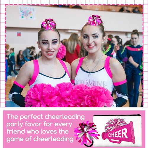 48 Pcs Cheer Gifts Bulk for Team Cheer Gifts Bulk Include 12 Pcs Cheer Makeup Bag 12 Pcs Cheer Lip Balm 12 Pcs Lip Balm Holder 12 Pcs Hair Ropes for Women Cheerleader Teammates