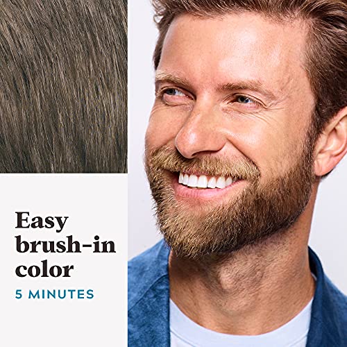 Just For Men Mustache & Beard, Beard Coloring for Gray Hair with Brush, with Keratin Biotin Aloe and Coconut Oil for Healthy Facial Hair - Medium Brown, M-35, Pack of 3 (Packaging May Vary)