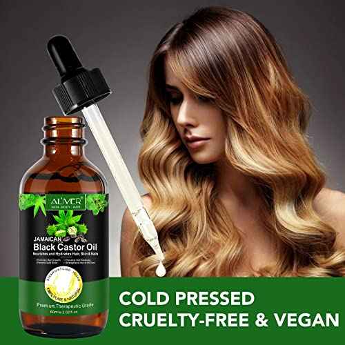 Castor Oil, Black Castor Oil for Hair Growth, 2 Fl Oz Pure & Cold Pressed Hair Oils for Eyelashes and Eyebrows, Moisturizing Scalp, Skin and Nails