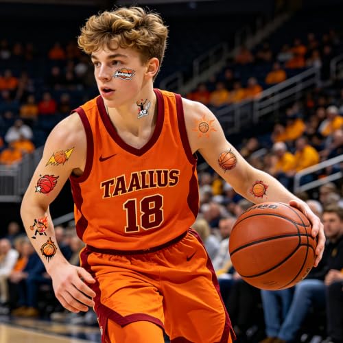 108 Basketball Temporary Tattoos for Kids, Waterproof & Pre-Cut