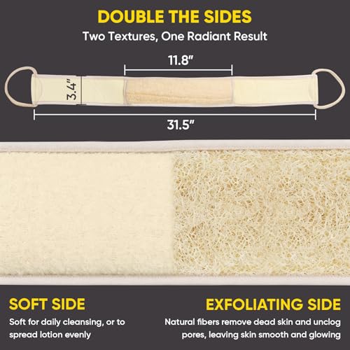 2 Pack Natural Egyptian Loofah Back Scrubber with Handles