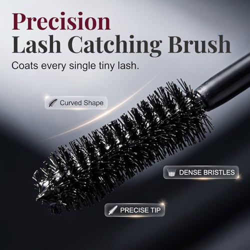 Hulezt 7D Waterproof Volume Mascara for Natural Length & Volume, Long-Lasting Curling Black Lash Makeup