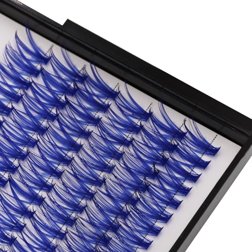 40D Blue Color Individual False Eyelashes D Curl Thickness 0.07mm Makeup Cluster Eyelashes Colorful DIY Eye Lashes (14mm)