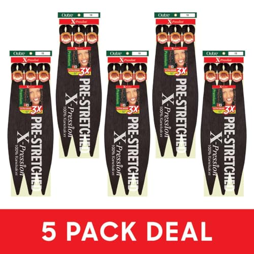 Outre X-Pression Pre-Stretched Braid 52" 3X (5 Pack, 1B)